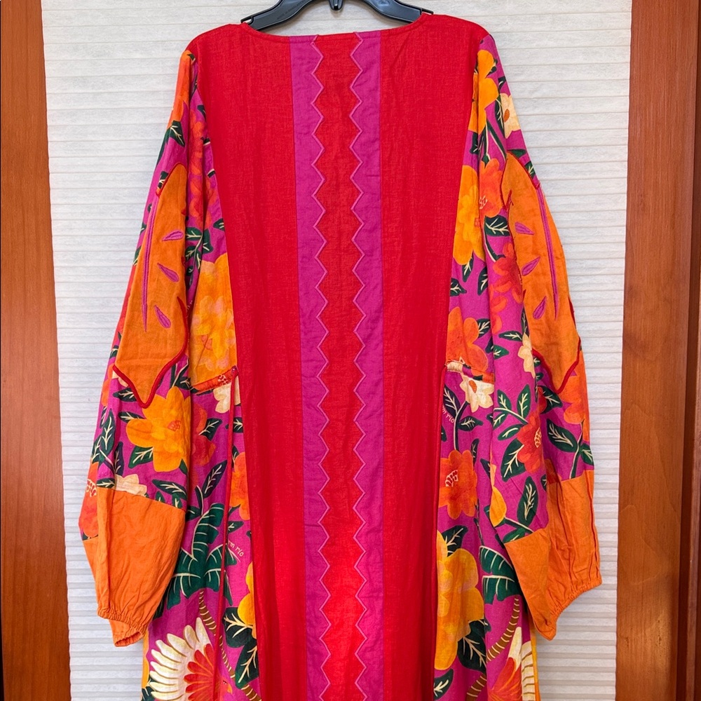 NWT Farm Rio Sunset Patchwork Maxi Dress in a red/orange multi-color size medium - Picture 14 of 14